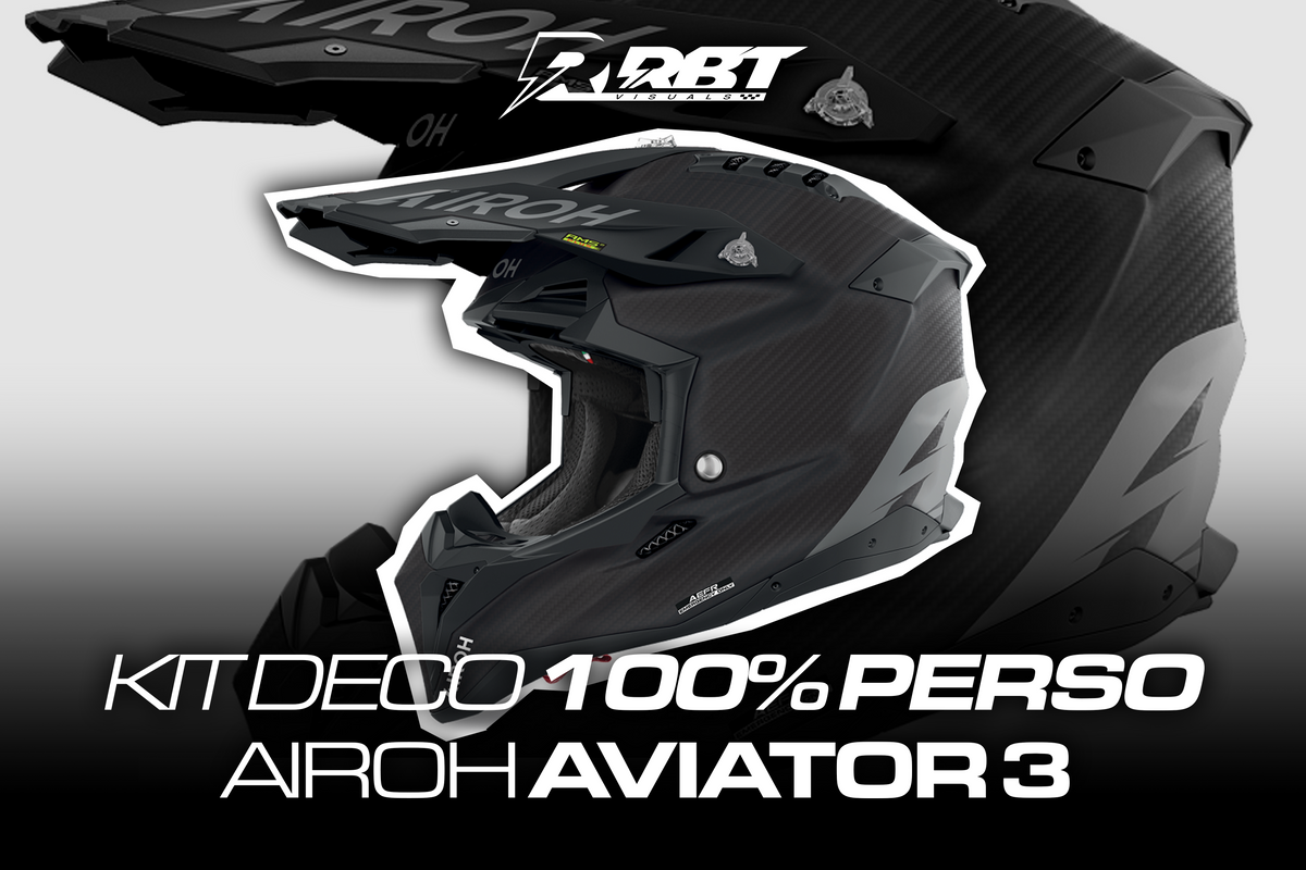 Kit déco casque Airoh Aviator 3 100% perso RBT Visuals