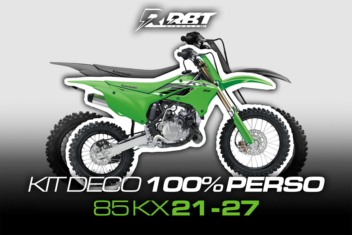 Kit déco motocross 100 % perso Kawasaki 85 KX 2021-2027 – RBT Visuals